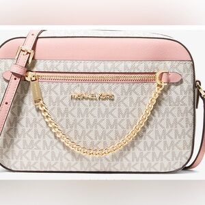 Michael Kors jet set large logo, Crossbody bag, powdered blush, pink color
